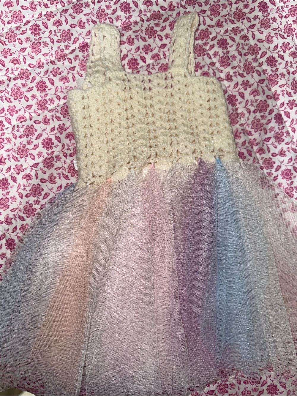 Elly & Emmy Pastel Tulle Dress Baby Girl Boutique Crochet Tutu Dress 0-6M - Picture 3 of 3